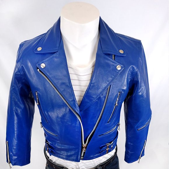Straight To Hell Defector Leather Jacket -Royal Blue - NWOT - Picture 12 of 13